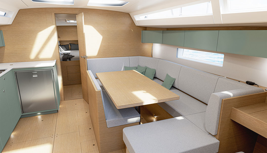 Elan Yachts Impression 45 Interior - Salon Color Option Eucalyptus